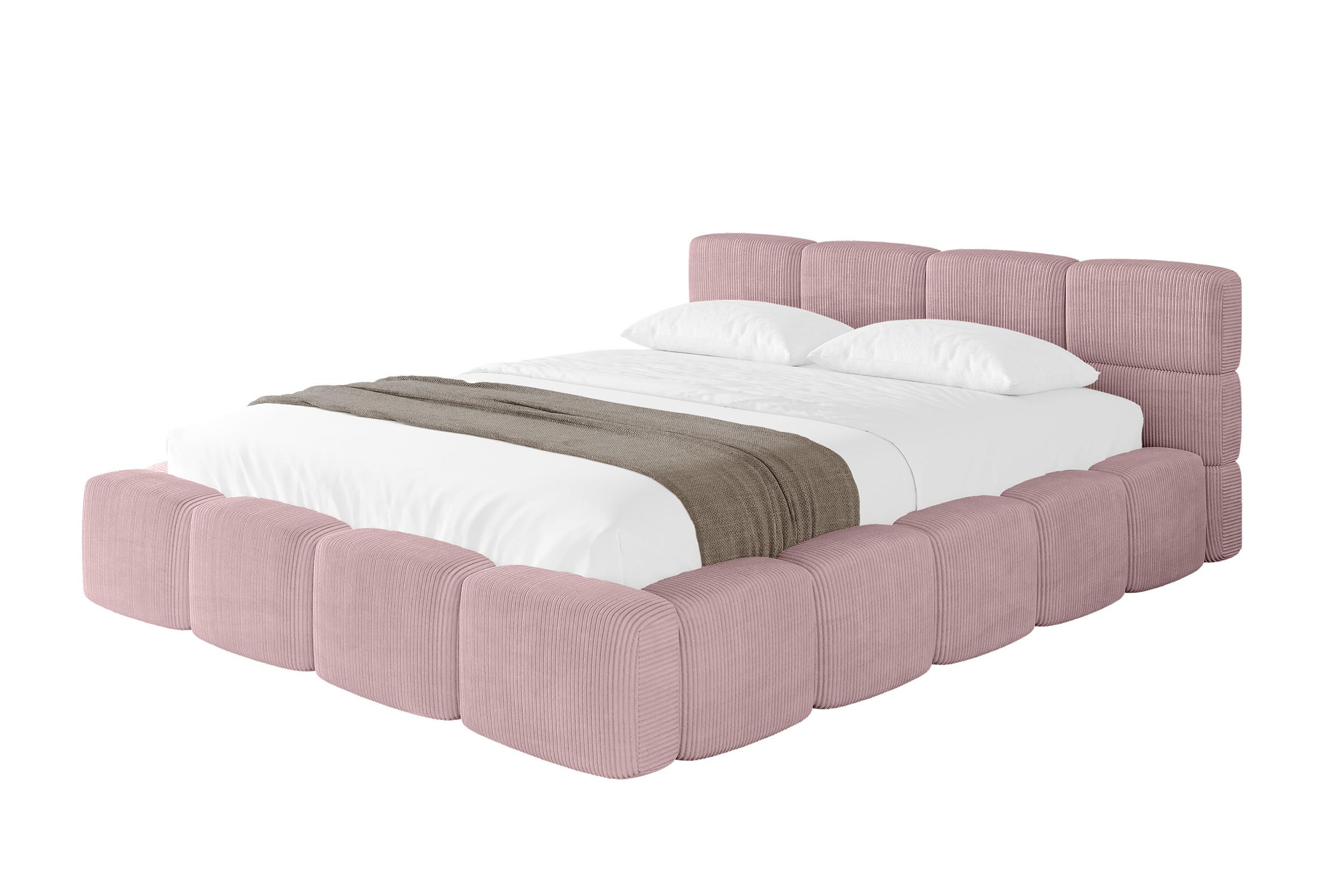 POLSTERBETT mit Bettkasten und Lattenrost, Bett mit Kopfteil, Boxbett ohne Matratze, Doppelbett mit Stauraum - NATA-v1 160x200 Rosa - Rosa, Holzwerkstoff/Textil (160/200cm) - ALTDECOR