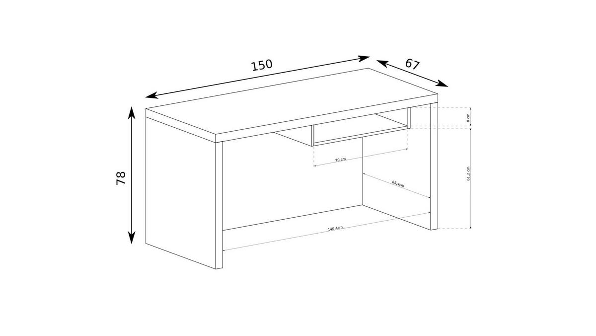 SCHREIBTISCH SALERNO 150x67x78 cm Bürotisch Computertisch, Eichefarben - Eichefarben, Holzwerkstoff (67/150/78cm) - MASSENO