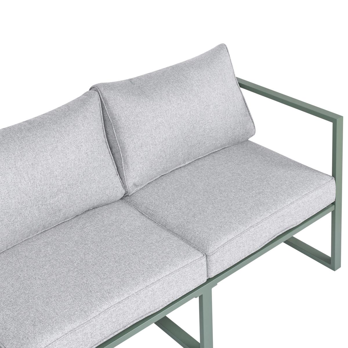 GARTEN-ECKSOFA mit Tisch 3-Sitzer Metall Grün Olang - Hellgrau/Grau, Metall - Beliani
