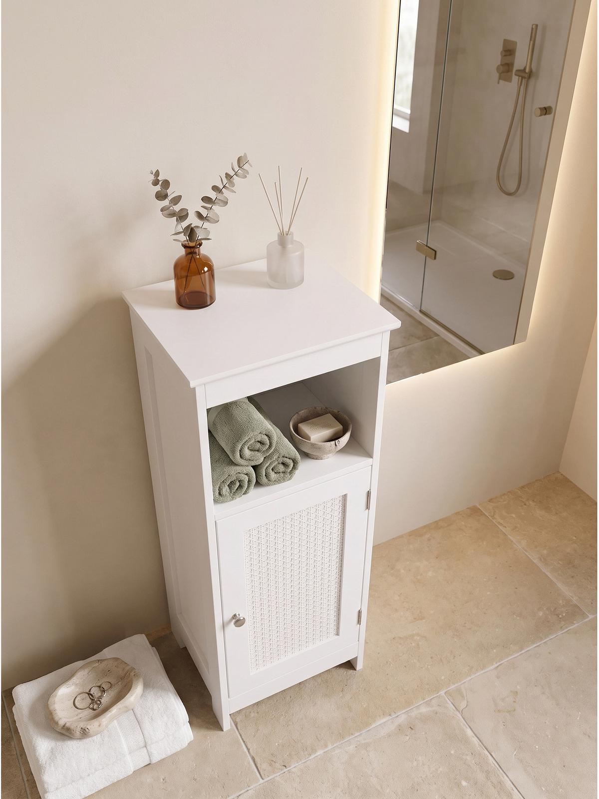 BADSCHRANK ADOUR, MDF, mit Stauraum, Weiß, 30 x 28 x 80 cm - Weiß, Holzwerkstoff/Metall (30/80/28cm) - KADIMA DESIGN