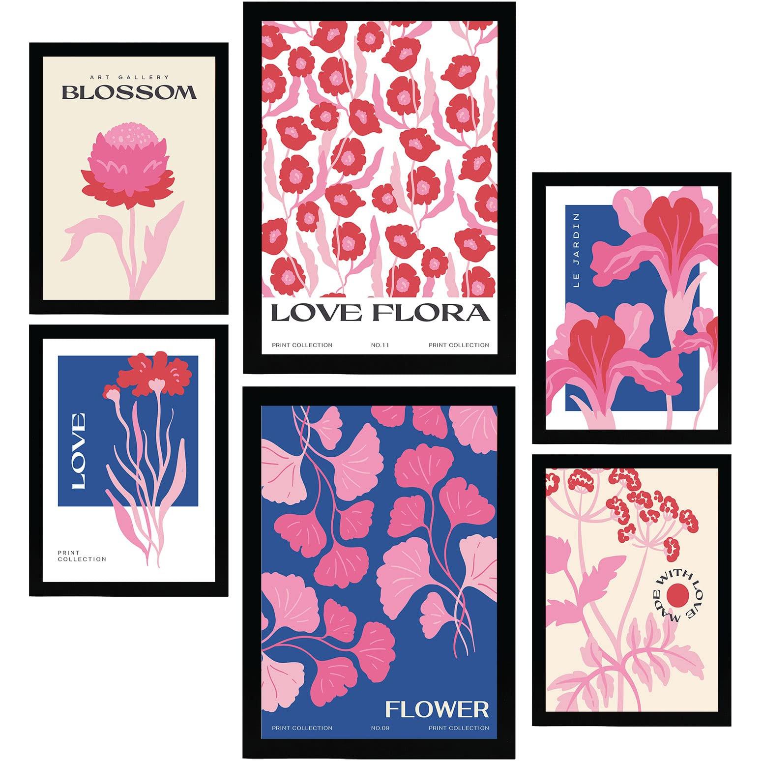 POSTER Set Mit 6 Blumen Blumenliebe A3 & A4 Rahmenlos - Klar, Papier (29/3cm) - Nacnic