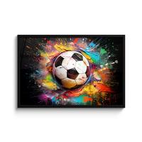 POSTER MIT RAHMENGERAHMTES BILD Fußball - Farbe - Farben - Schwarz - Weiß 90x60 cm - Weiß, Papier (90/60cm) - MuchoWow