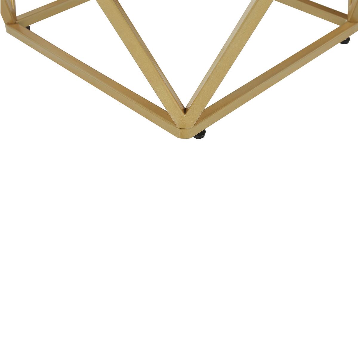 BEISTELLTISCH beige/gold Marmor Optik quadratisch 50/50 cm Malibu - Beige/Goldfarben, Holzwerkstoff (50/50/50cm) - Beliani