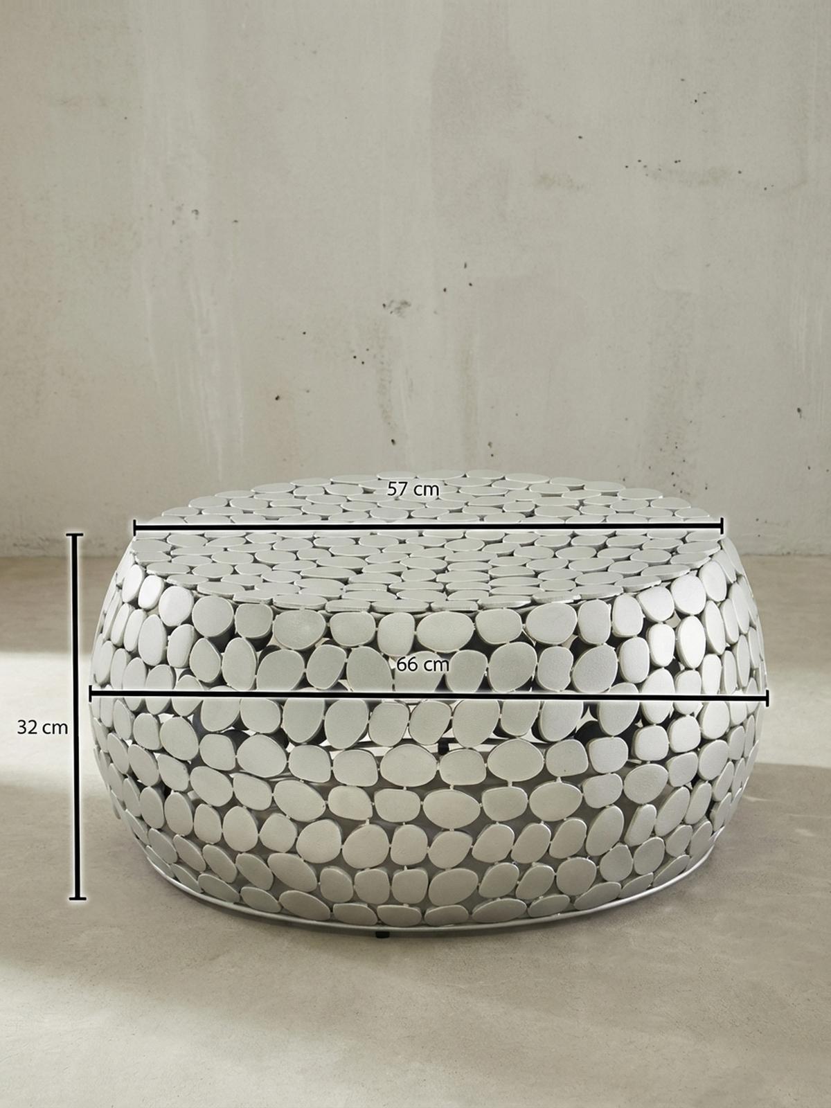 COUCHTISCH Aluminium Silber, Handgefertigtes Unikat, Stilvolles Design - Silberfarben, Metall (66/66/32cm) - KADIMA DESIGN