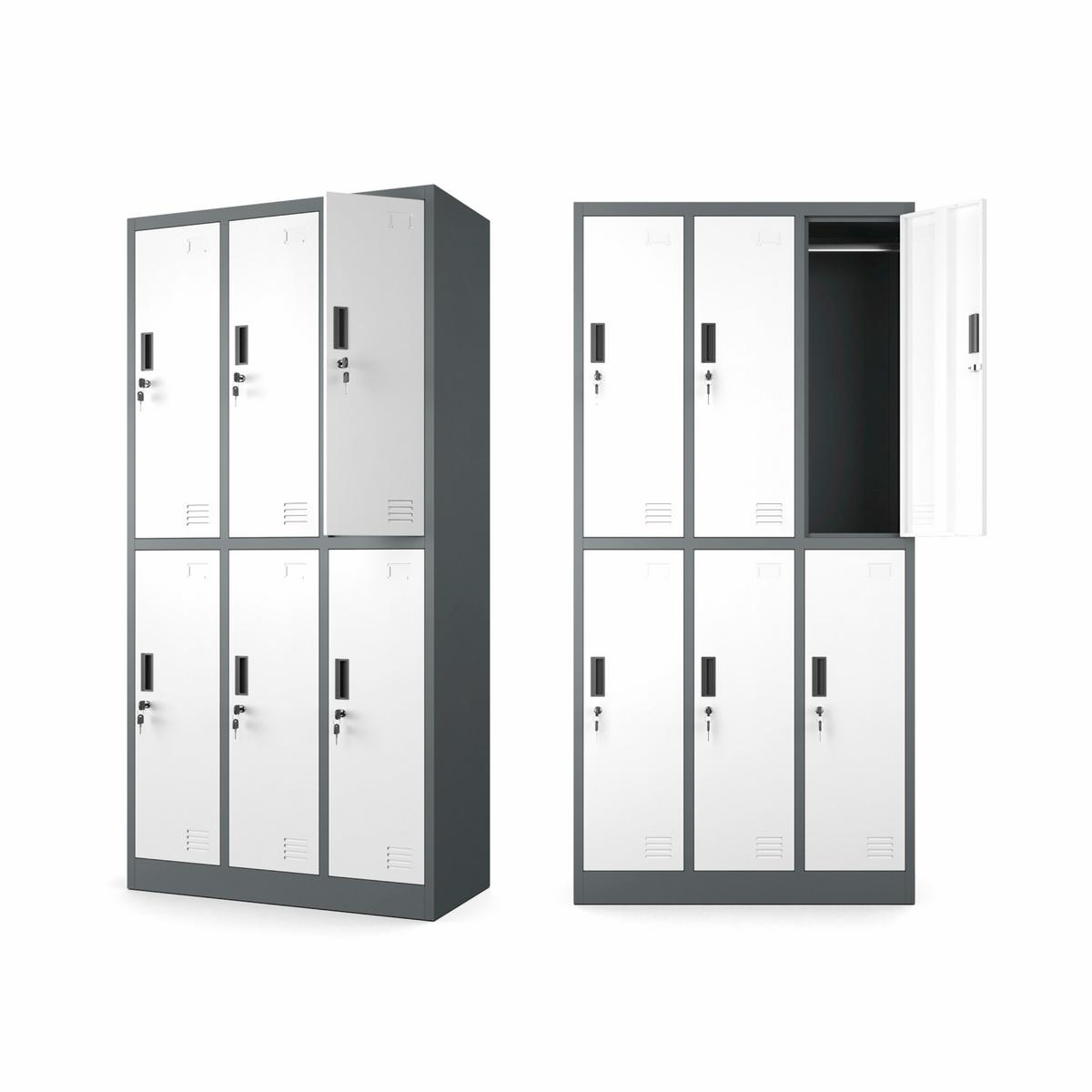 MEHRZWECKSCHRANK mit 6 Fächer Weiß Anthrazit Stahl 90x185x45cm - Anthrazit/Weiß, Metall (90/185/45cm) - Muralo
