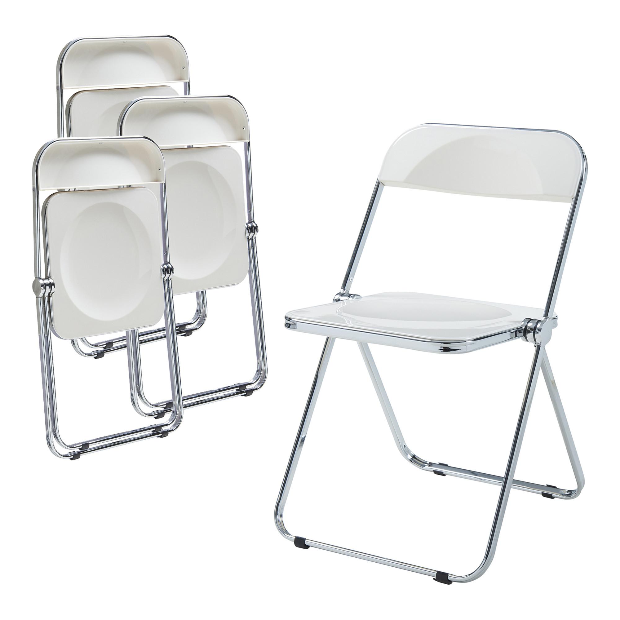 KLAPPSTUHL-SET Pornainen 4 TLG. - Weiß, Kunststoff/Metall (46/74/47cm) - [en.casa]