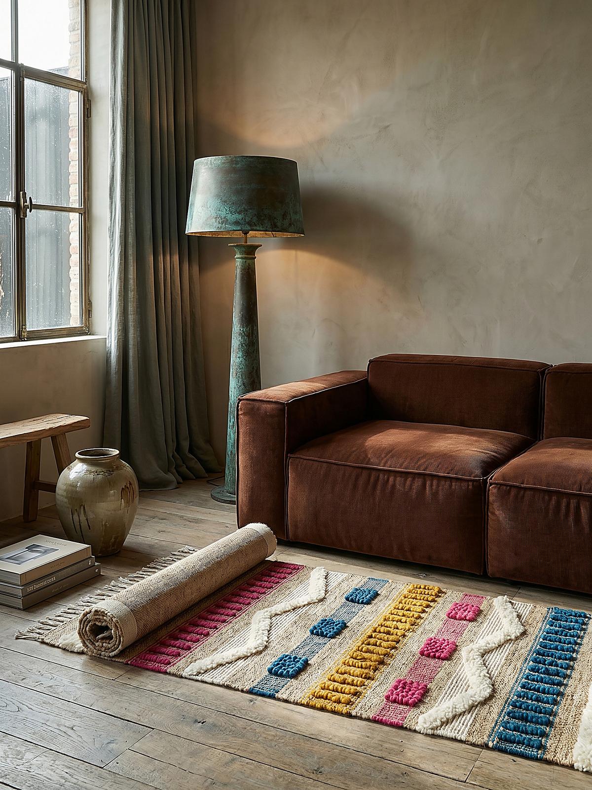 TEPPICH aus Jute handgewebt WHARFE in Bunt, geometrisch, 60 x 230 cm - Multicolor, Textil (230/60cm) - KADIMA DESIGN
