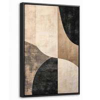 LEINWAND Bilder mit Rahmen - Abstrakt - Flugzeuge - Schwarz - Rund - 20x30 - Beige, Textil (20/30cm) - MuchoWow