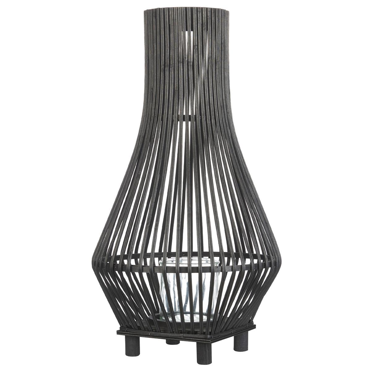 LATERNE Schwarz Leyte - Schwarz, Holz (30/58/30cm) - Beliani