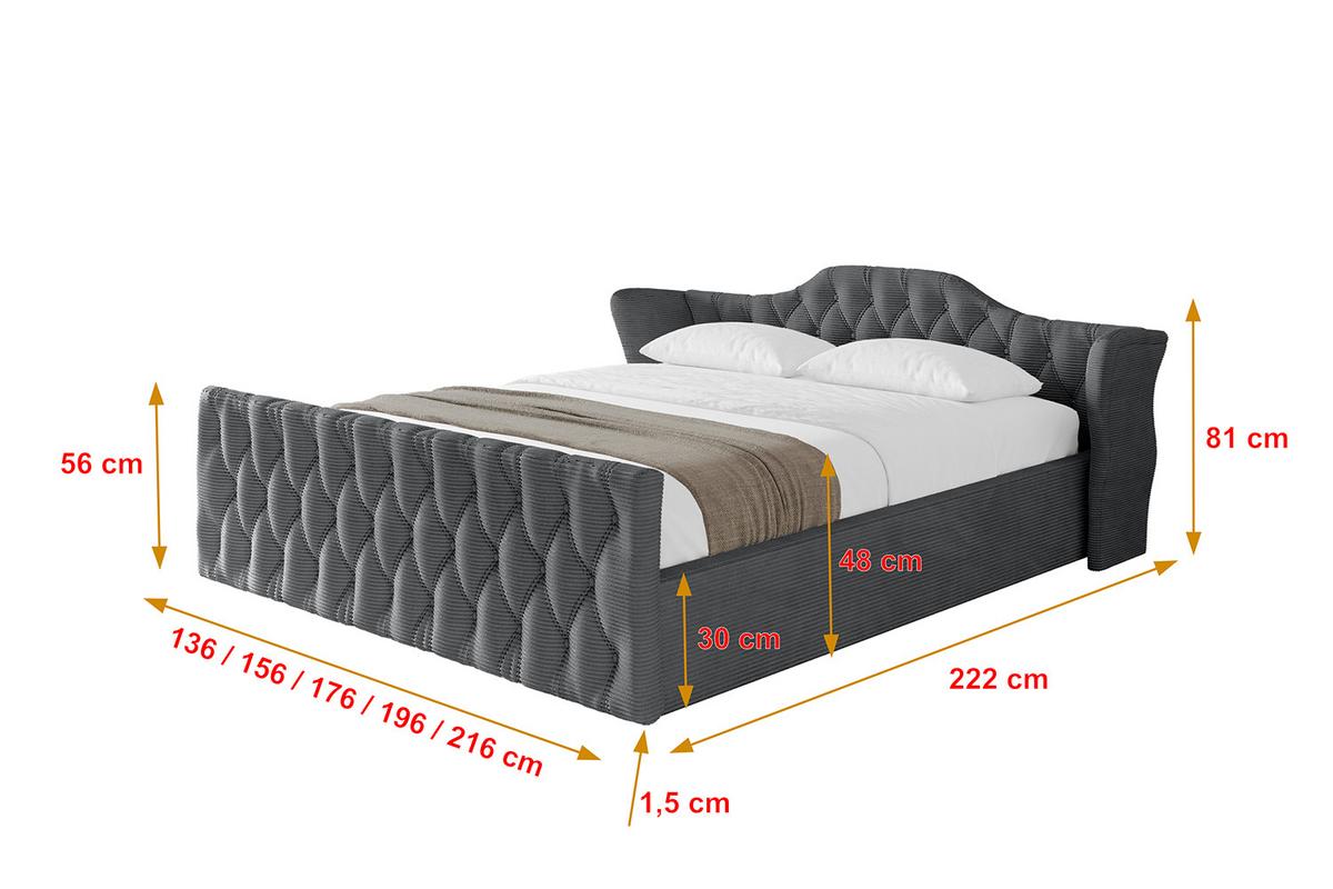 POLSTERBETT mit Bettkasten, Fußteil und Lattenrost, Boxbett ohne Matratze - ZORAN-Z-V1 120x200 Dunkelgrau - Anthrazit, Holzwerkstoff/Textil (120/200cm) - ALTDECOR