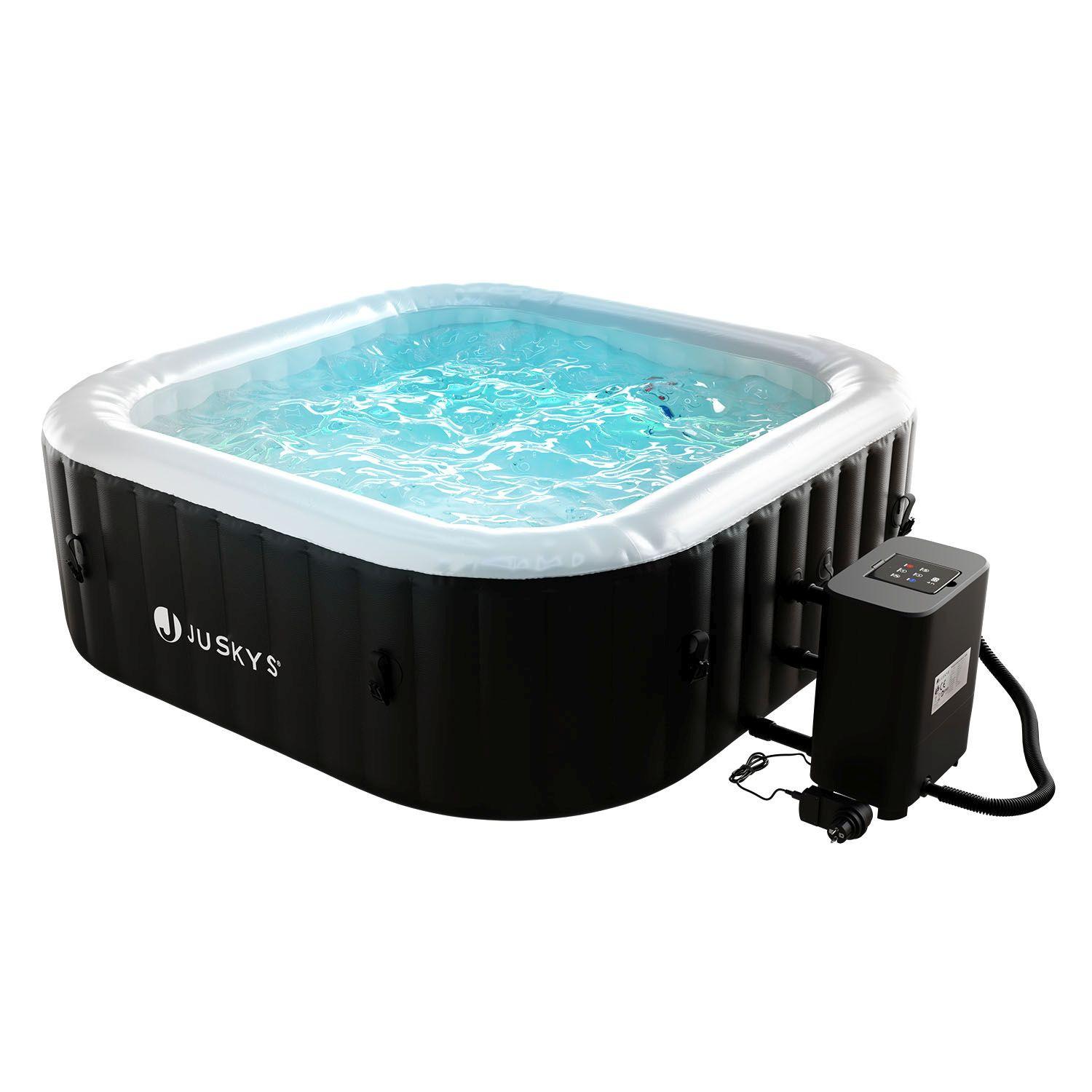WHIRLPOOL SpaLuxe LED 185x185x65 cm schwarz/weiß - Schwarz, Kunststoff (185/65/185cm) - Juskys