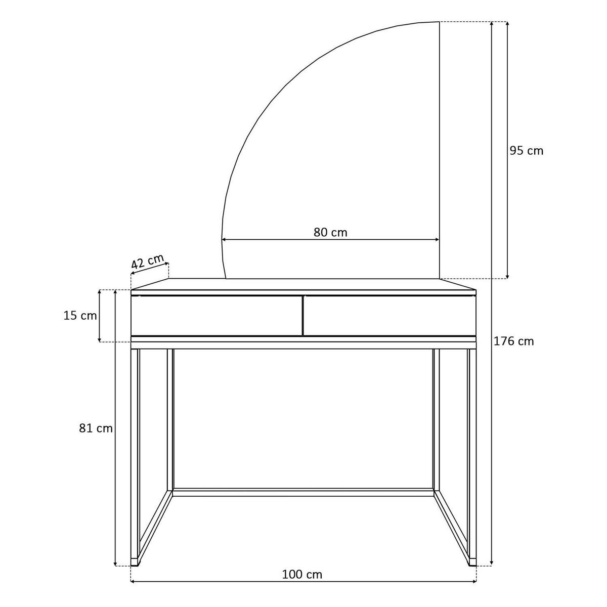 SCHMINKTISCH weiß QUINNIE GLAMOUR mit LED-Spiegel links Griff Kristall - Silberfarben/Weiß, Holzwerkstoff (100/176/42cm) - Lookway