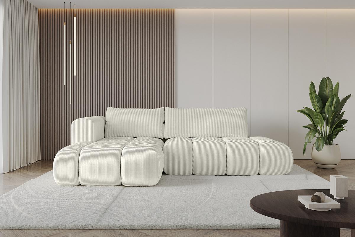 ECKSOFA Ottomane Links CLOUD-L 280x185x90 Creme Cord - Hellgrau/Creme, Holzwerkstoff/Kunststoff (180/289cm) - ALTDECOR