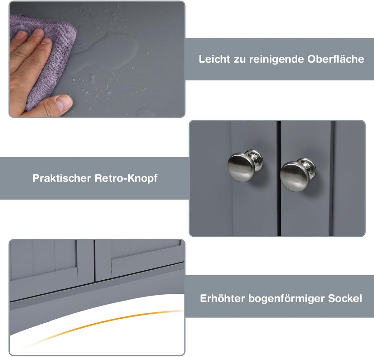 HOCHSCHRANK Grau - Grau, Holz (61/122/33cm) - COSTWAY