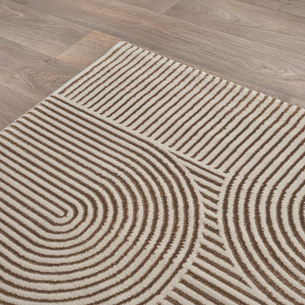 TEPPICH Kurzflor ERESMA Geometrisch Polyester Beige 140 x 200 cm - Beige, Textil (140/200cm) - KADIMA DESIGN