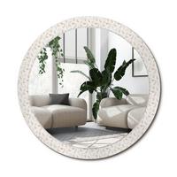 SPIEGEL Rund Ø 90 cm mit Aufdruck - Creme, Glas (90/90/0.4cm) - Wallfluent