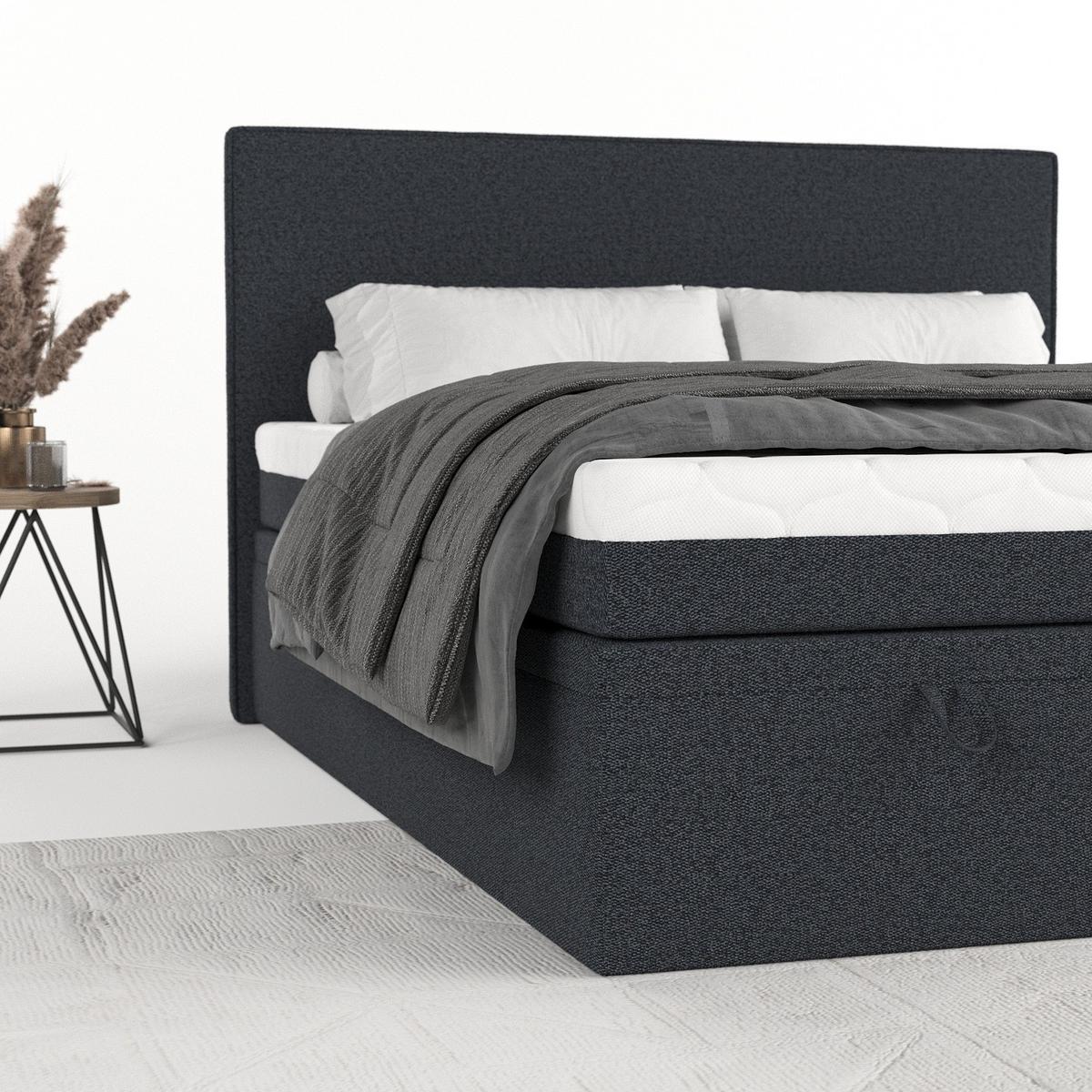 BOXBETT Zalla 140/200 cm Anthrazit im Riva Stoff - Anthrazit/Schwarz, Holz/Holzwerkstoff (140/200cm) - AltaBeds