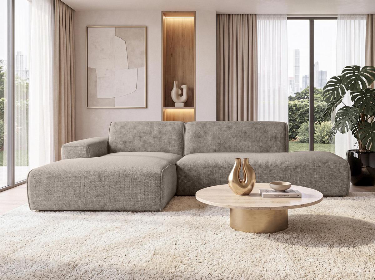 ECKSOFA L Form Didim Duo Braun 288/162/80 cm – stilvolle kleine Eckcouch Links - Schwarz/Braun, Kunststoff/Textil (288/162cm) - AX Living