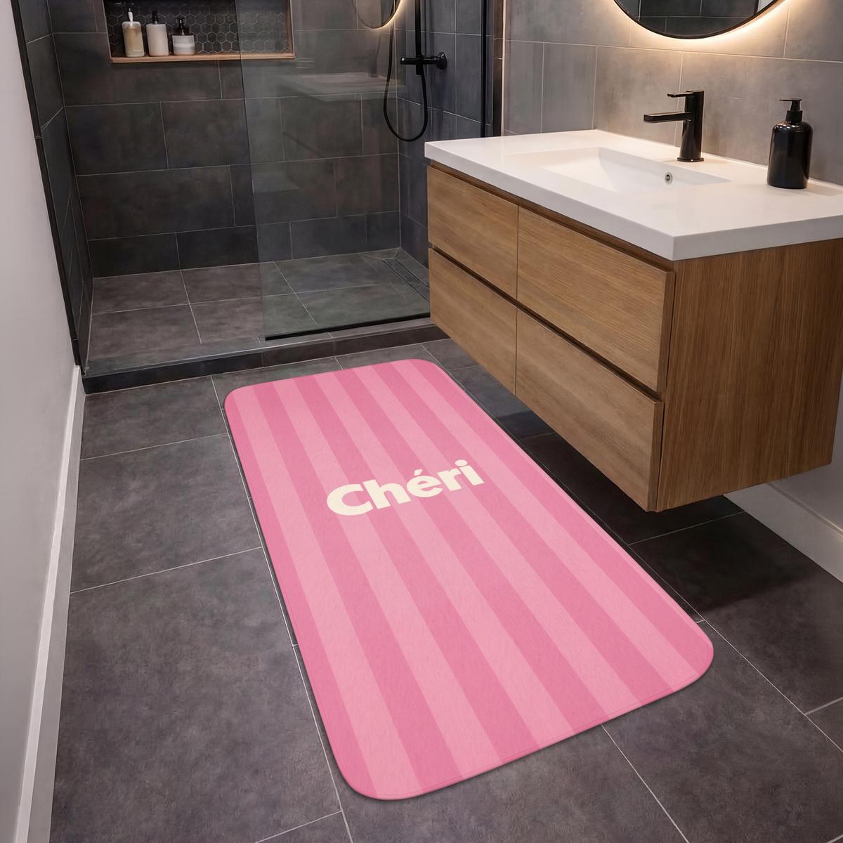 BADEMATTE Gestreift - Rosa - Chéri 60x120 cm - Pink, Textil (60/120cm) - OnlyWow