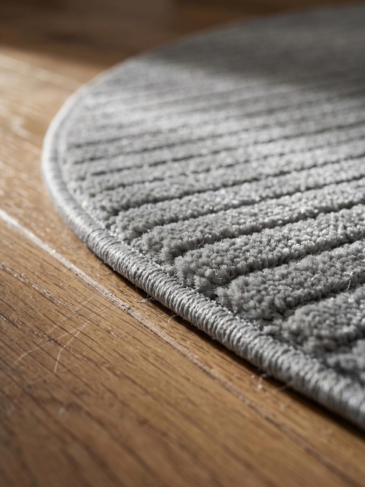 TEPPICH Outdoor ENGADIN in Silber, im Skandi-Stil mit 3D-Design, aus Polypropylen, Ø 120 cm - Silberfarben, Textil (120/120cm) - KADIMA DESIGN