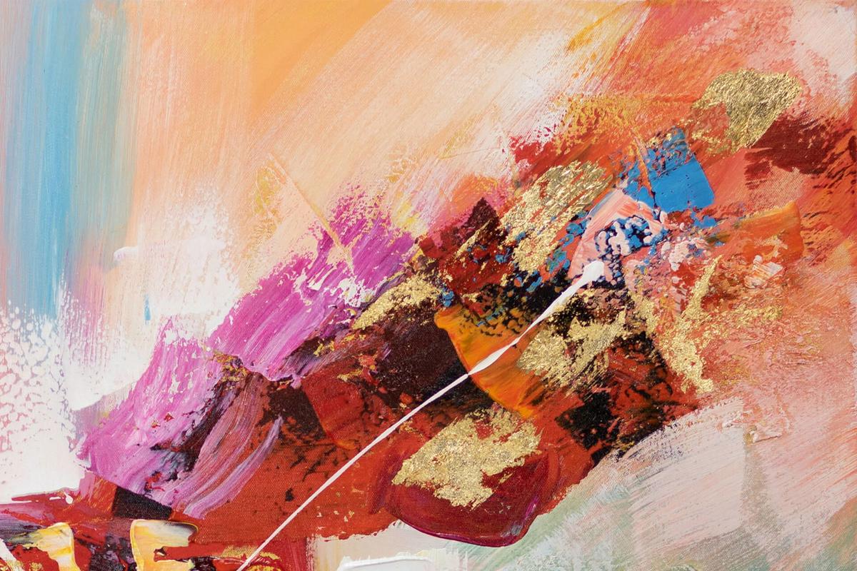 ACRYLBILD HANDGEMALT 80/80 cm - Blau/Gelb, Holz/Textil (80/80cm) - KUNSTLOFT