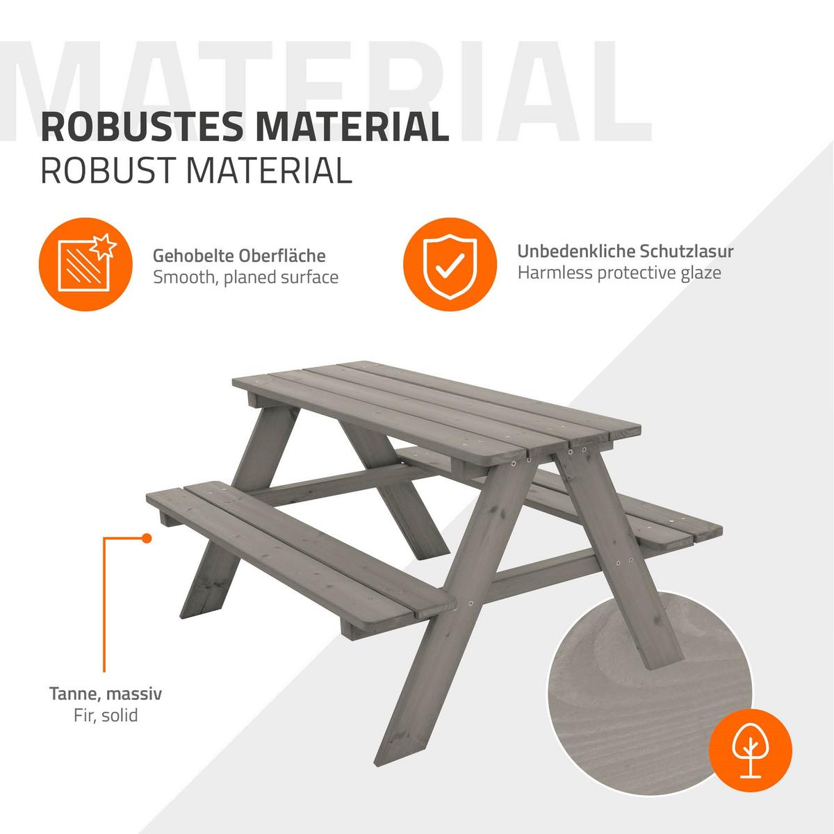 KINDERSITZGARNITUR Grau aus Massivholz - Grau, Holz - ML-DESIGN
