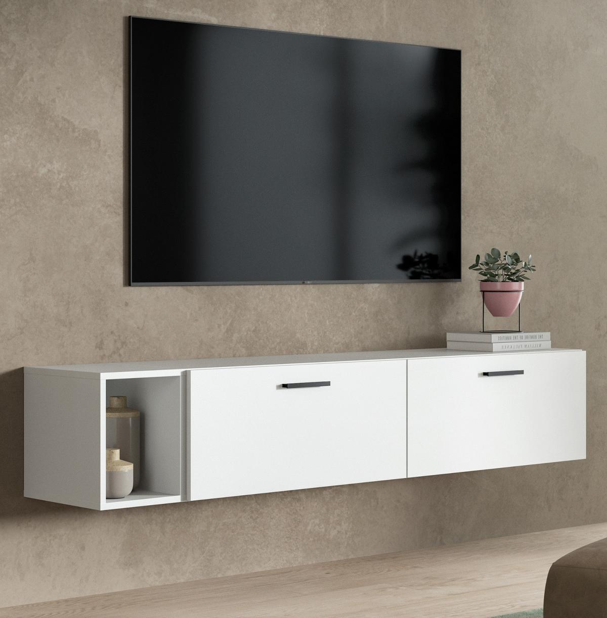 TV-LOWBOARD weiß 176 cm, TV Unterteil hängend / stehend - Schwarz/Weiß, Holzwerkstoff/Kunststoff (176/32/34cm) - Inn.Furn