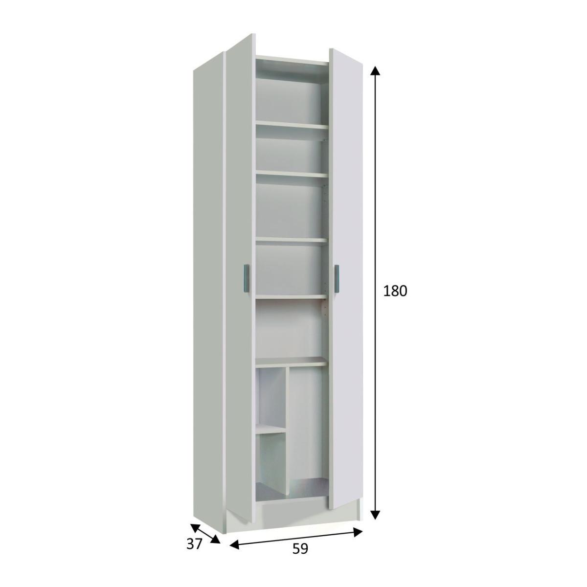 SCHRANK 2-türig, weiß 58,5/181/37 cm - Weiß, Holzwerkstoff (37/180/11.5cm) - Calicosy