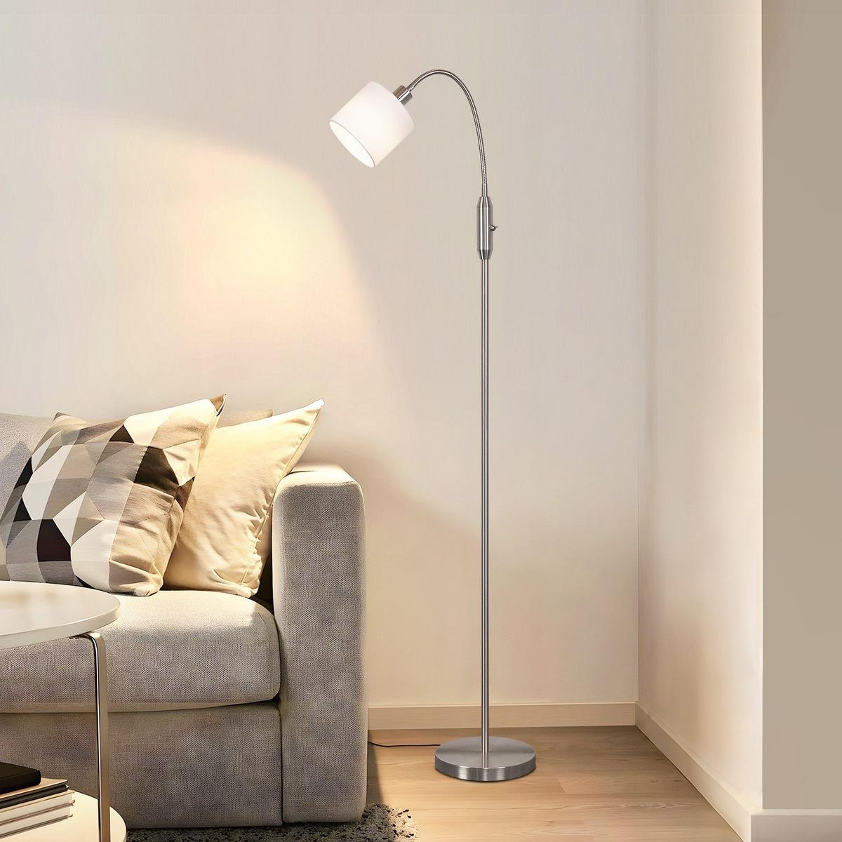 STEHLAMPE Seraphina 12/12/163 cm - Silberfarben, Textil/Metall (12/12/163cm) - ZMH