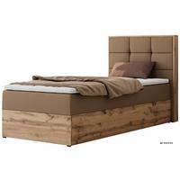 BOXBETT ALBERO 1 90/200 - Braun Kunstleder - Topper T25 - H3 - Rechts - Schwarz/Braun, Kunststoff/Textil (90/200cm) - MKS