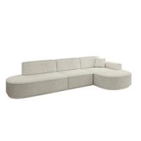 ECKSOFA Ottomane Rechts MARI-L2-v3 - 328x171x83 cm Creme Cord - Hellgrau/Creme, Holzwerkstoff/Kunststoff (171/328cm) - ALTDECOR