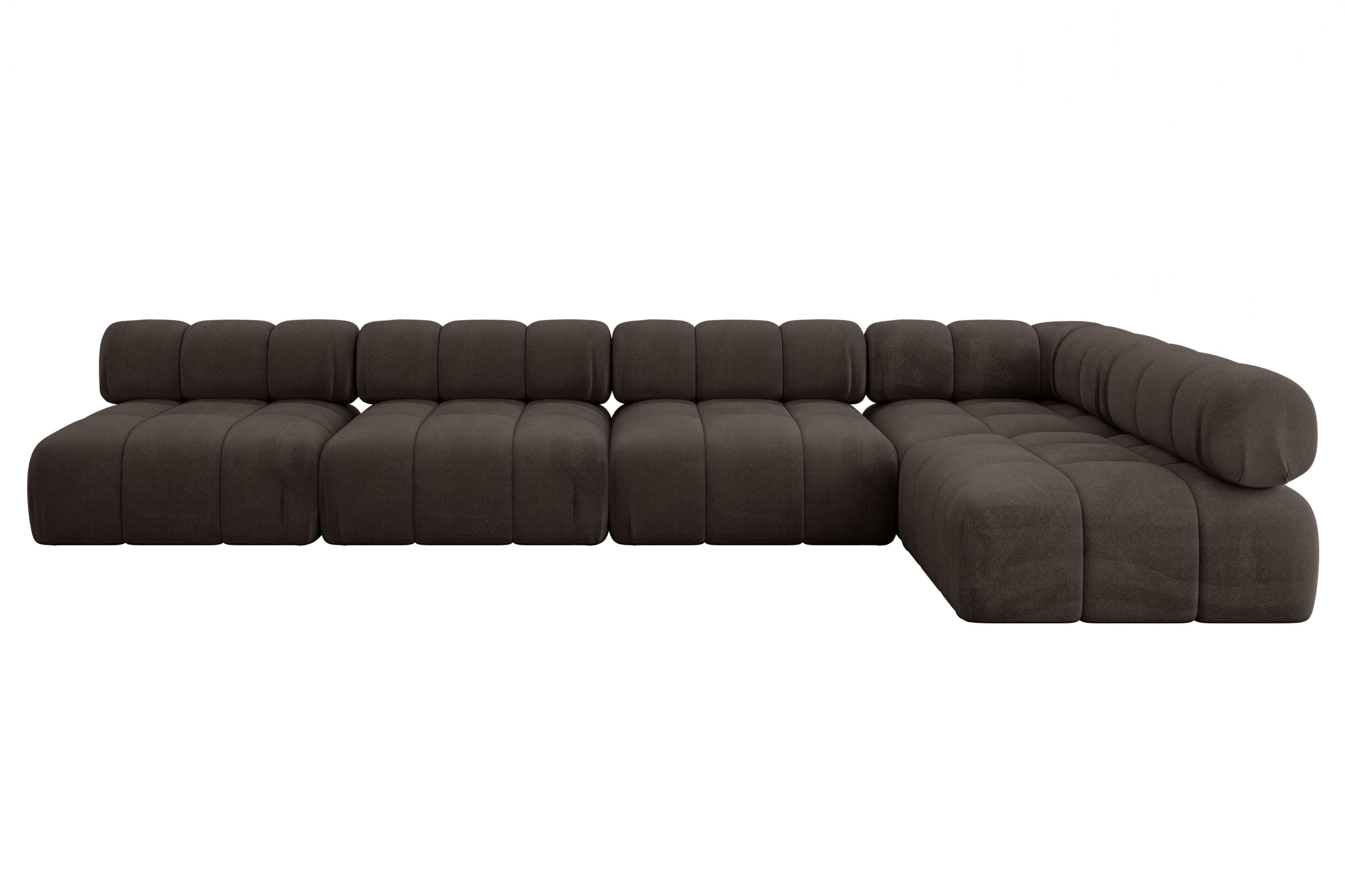 ECKSOFA modulares Sofa Samaro-L3 - 380x190x70 cm Braun Velours - Braun, Holzwerkstoff/Textil (380/190cm) - ALTDECOR