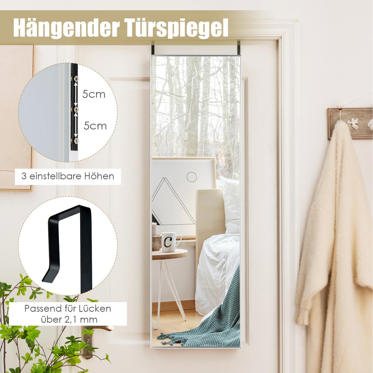 GANZKÖRPERSPIEGEL Silber - Silberfarben, Glas (37/120/2cm) - COSTWAY
