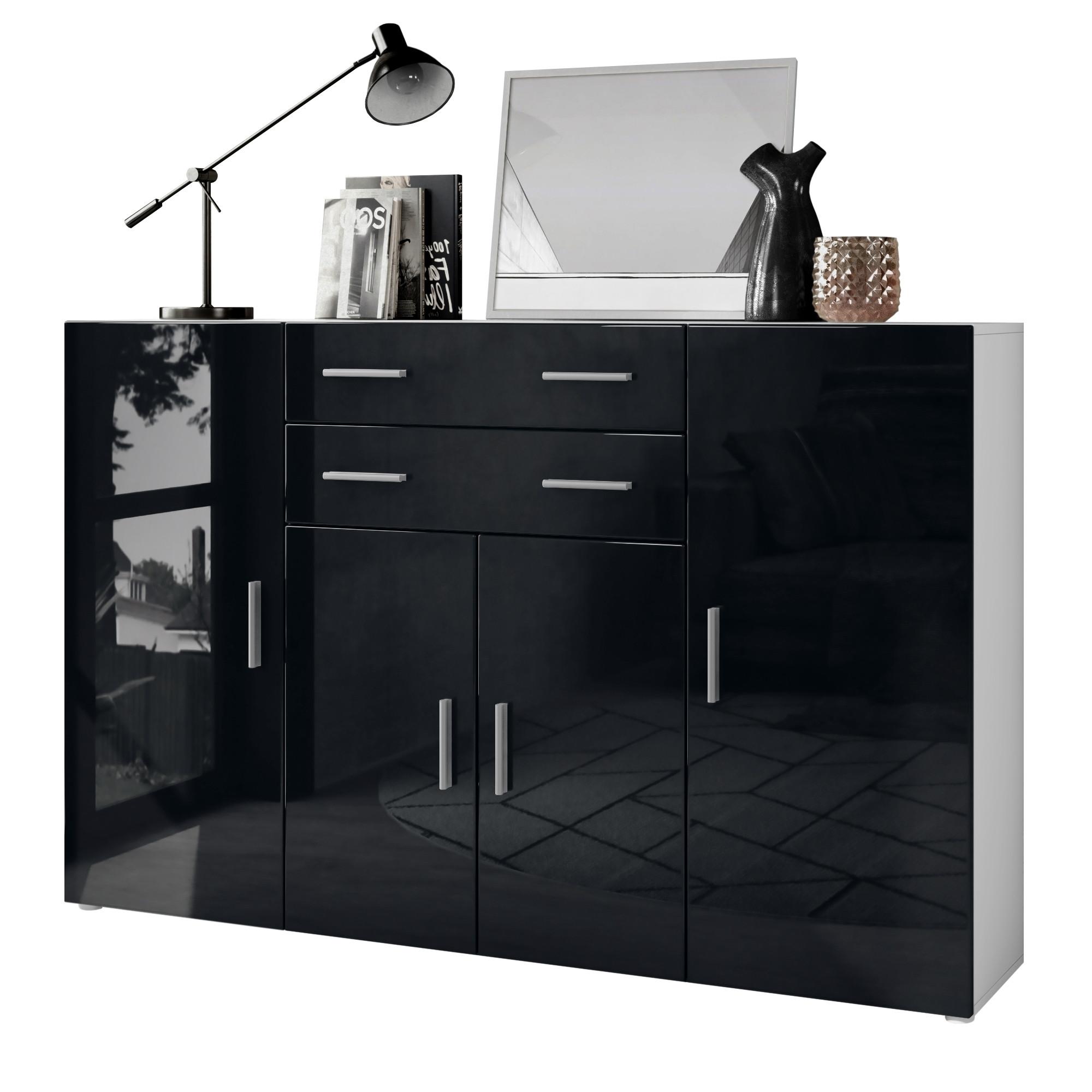 HIGHBOARD Aron Fronten in Schwarz Hochglanz - Schwarz Hochglanz, Holzwerkstoff (166.5/106.5/35cm) - Vladon