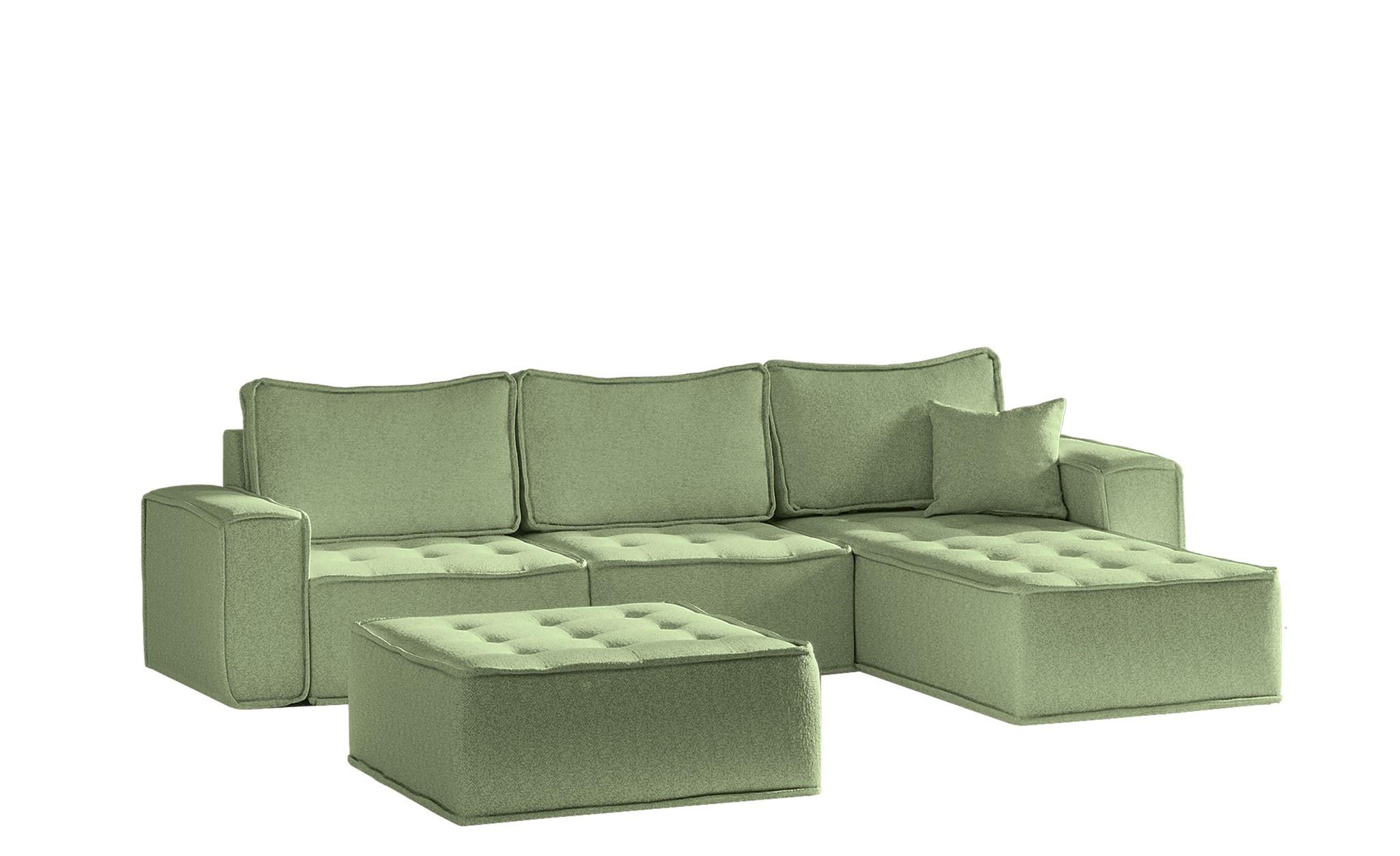 ECKSOFA Sande In Alpine - Hellgrün, Holzwerkstoff/Textil (292/192cm) - Fun Möbel