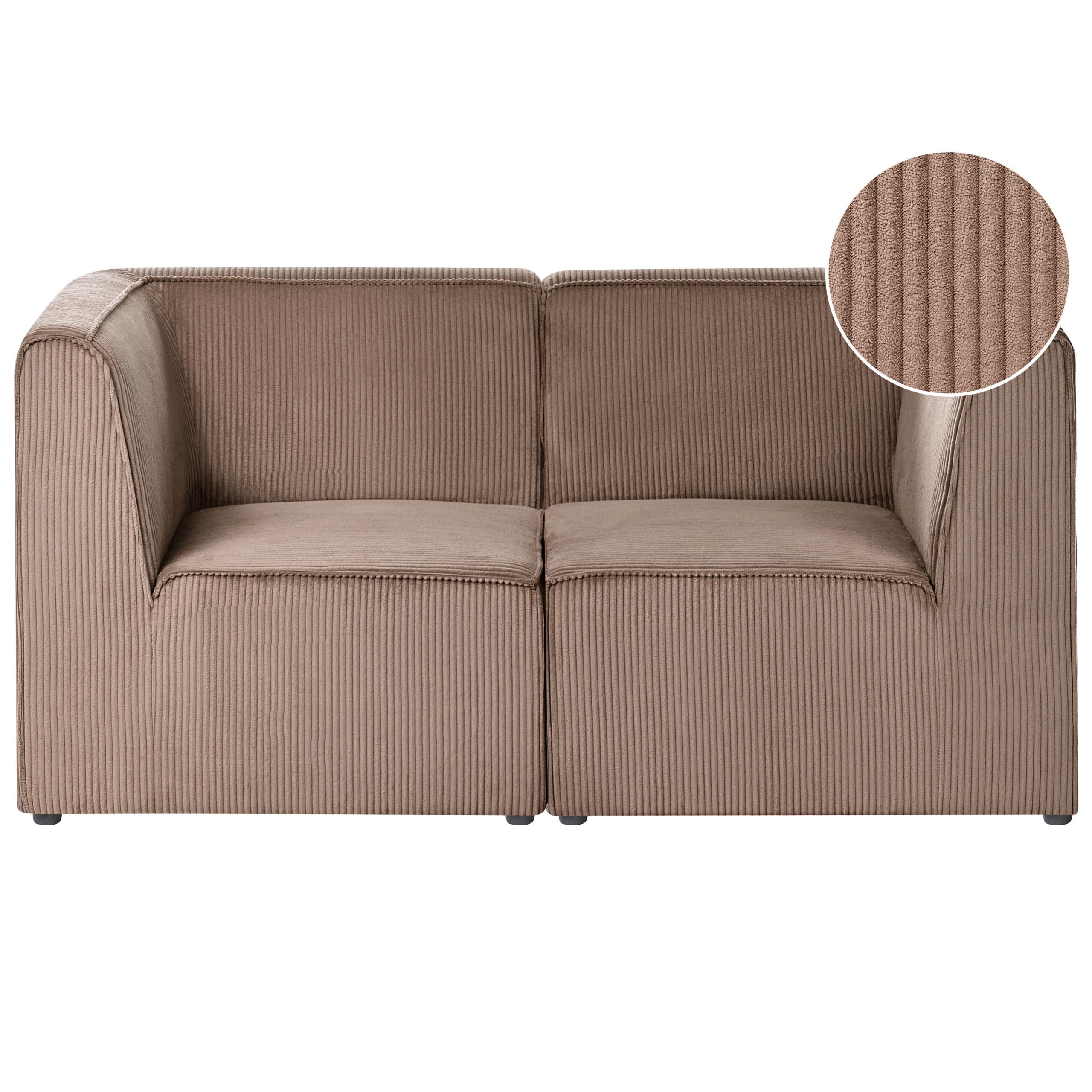MODULSOFA 2-Sitzer Sandbeige Cord Lemvig - Sandfarben/Beige, Textil (166/78/83cm) - Beliani