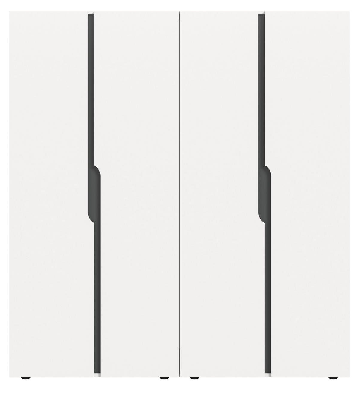 KLEIDERSCHRANK weiß, grau 162 x 176 cm, Drehtürenschrank 4-türig - Schwarz/Weiß, Holzwerkstoff/Kunststoff (162/176/51cm) - Inn.Furn