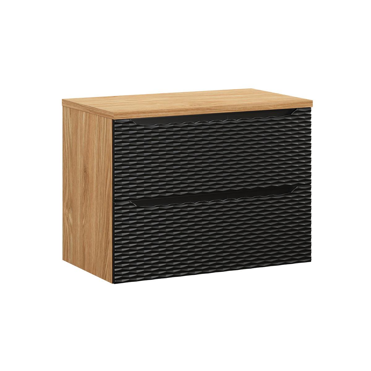 WASCHTISCHUNTERSCHRANK 80cm Elora Schwarz und Holz - Schwarz, Holzwerkstoff (80/59/46cm) - Petits-meubles