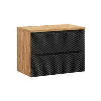 WASCHTISCHUNTERSCHRANK 80cm Elora Schwarz und Holz - Schwarz, Holzwerkstoff (80/59/46cm) - Petits-meubles