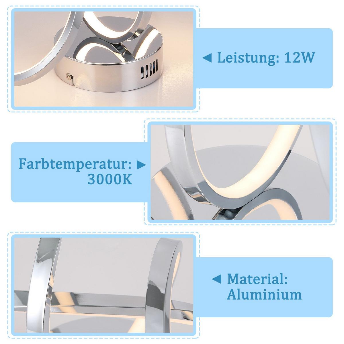 LED-DECKENLEUCHTE Marburg 34/14.5/17 cm - Silberfarben, Metall (34/14.5/17cm) - Nettlife