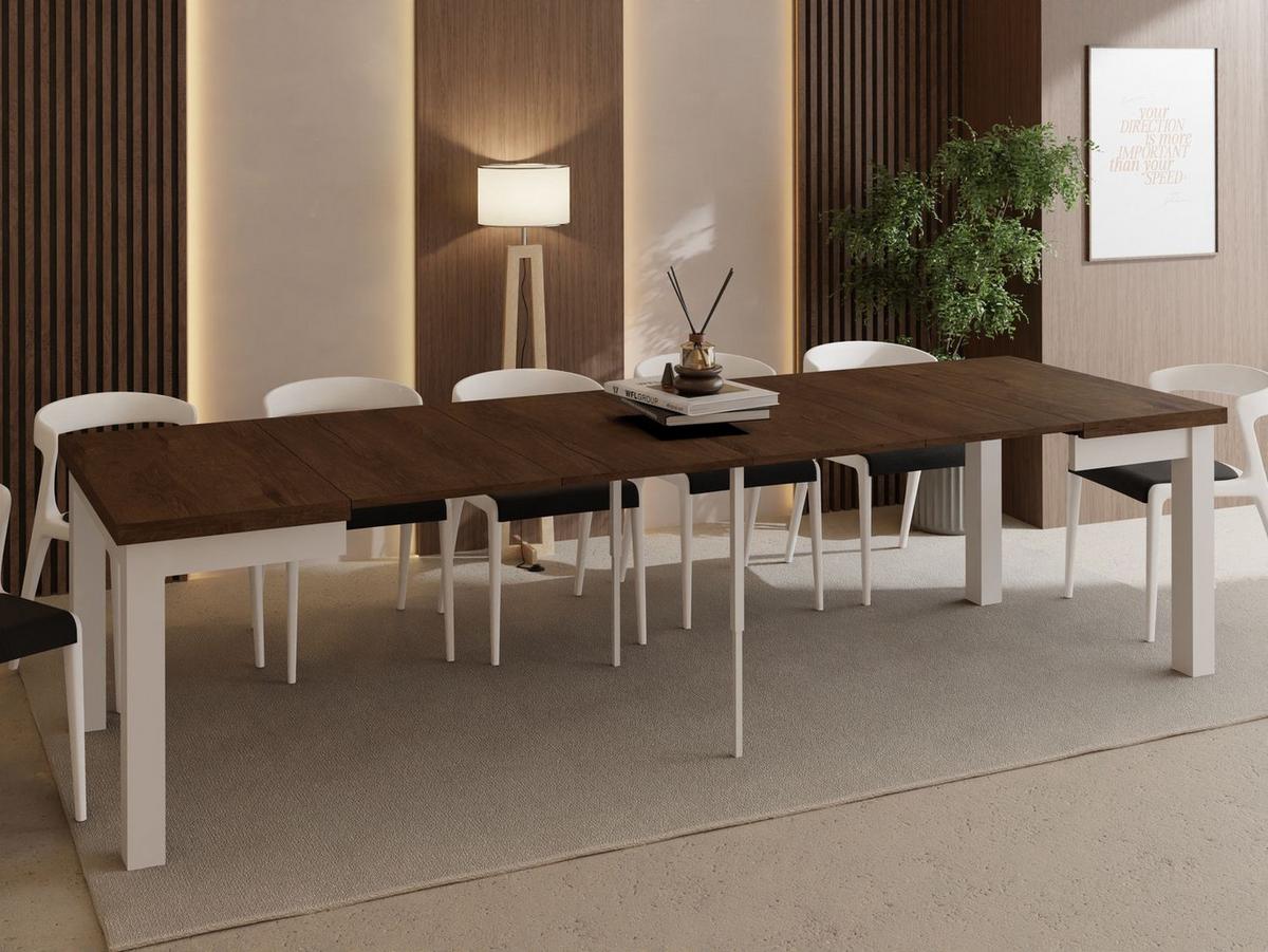 ESSTISCH Toren Weiß ausziehbar verlängerbar quadratisch, Eiche Braun Rustikal 80-280/80/76.5 cm - Alteiche/Weiß, Holz/Holzwerkstoff (80/280/76.5cm) - WFL GROUP