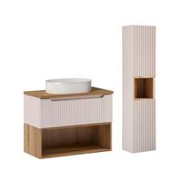 BADMÖBEL 80.4cm Riva 2er-Set Kaschmir - Beige, Holzwerkstoff (80.4/60/40cm) - Petits-meubles
