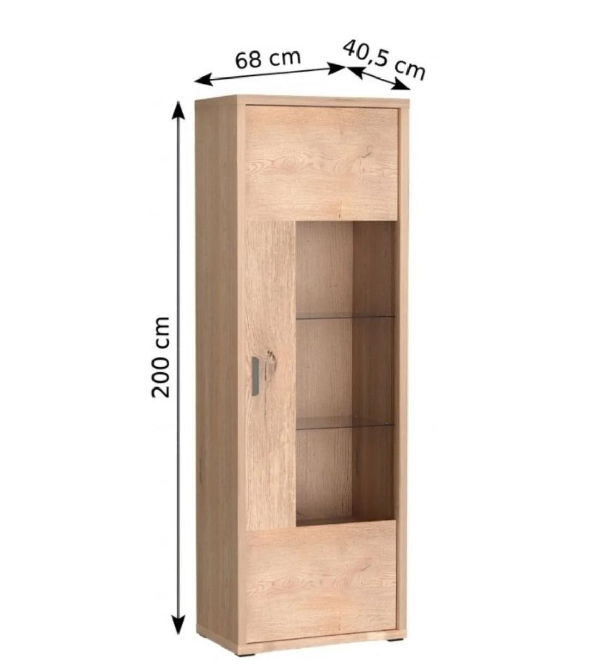 VITRINE BRESSO 200 / 68 cm in Eichefarben - Eichefarben, Holzwerkstoff (68/200/40.5cm) - MASSENO