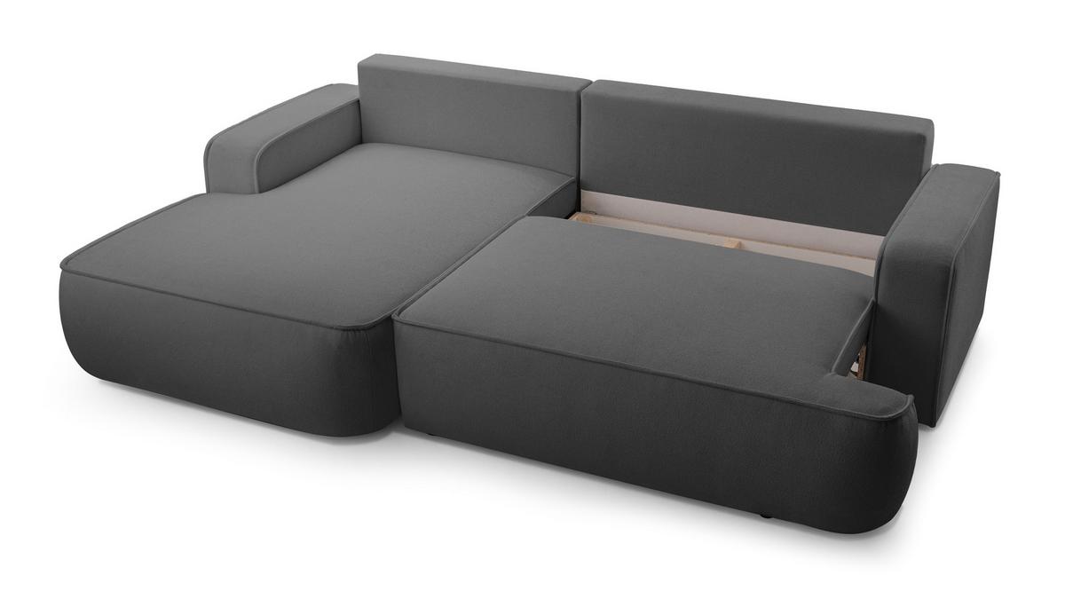ECKSOFA L Form Ablia Dunkelgrau 267/168/87 cm mit Schlaffunktion L - Dunkelgrau/Schwarz, Kunststoff/Textil (168/267cm) - AX Living