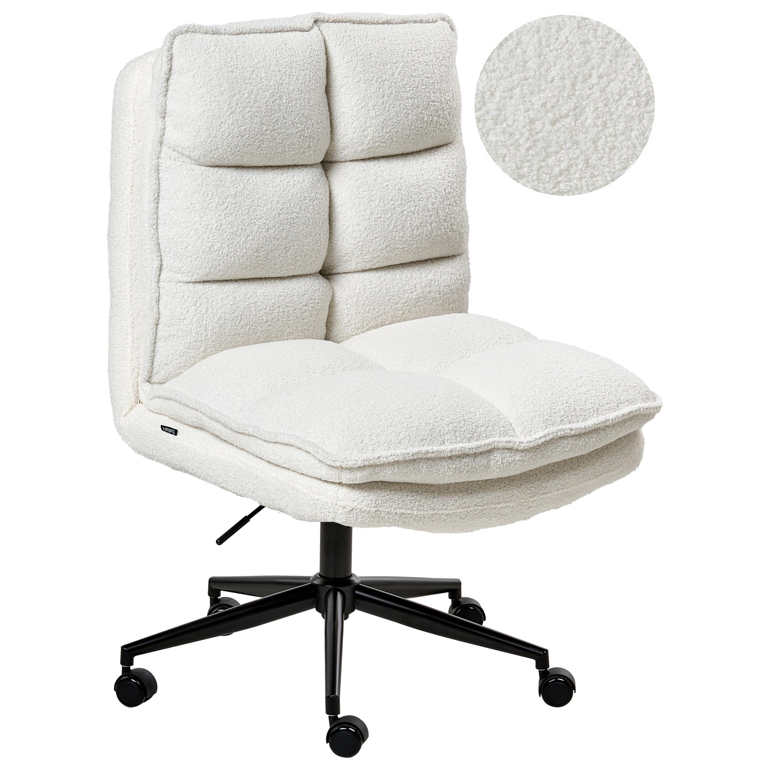BÜROSTUHL Bouclé Weiß Addison - Weiß, Textil (56/98/64cm) - Beliani