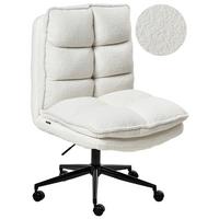 BÜROSTUHL Bouclé Weiß Addison - Weiß, Textil (56/98/64cm) - Beliani
