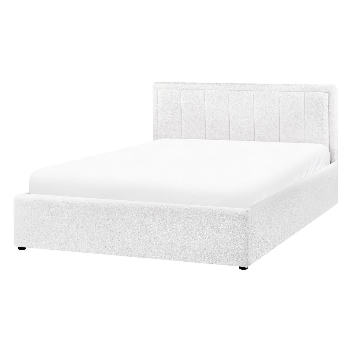 BETT mit Stauraum 140/200 cm Bouclé Weiß Montlaur - Weiß, Textil (140/200cm) - Beliani