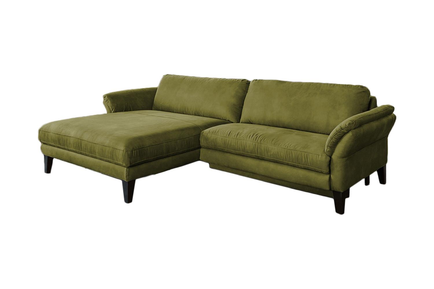 ECKSOFA MALTA Grün Webstoff - Schwarz/Grün, Buchenholz/Textil (302/175cm) - KAWOLA