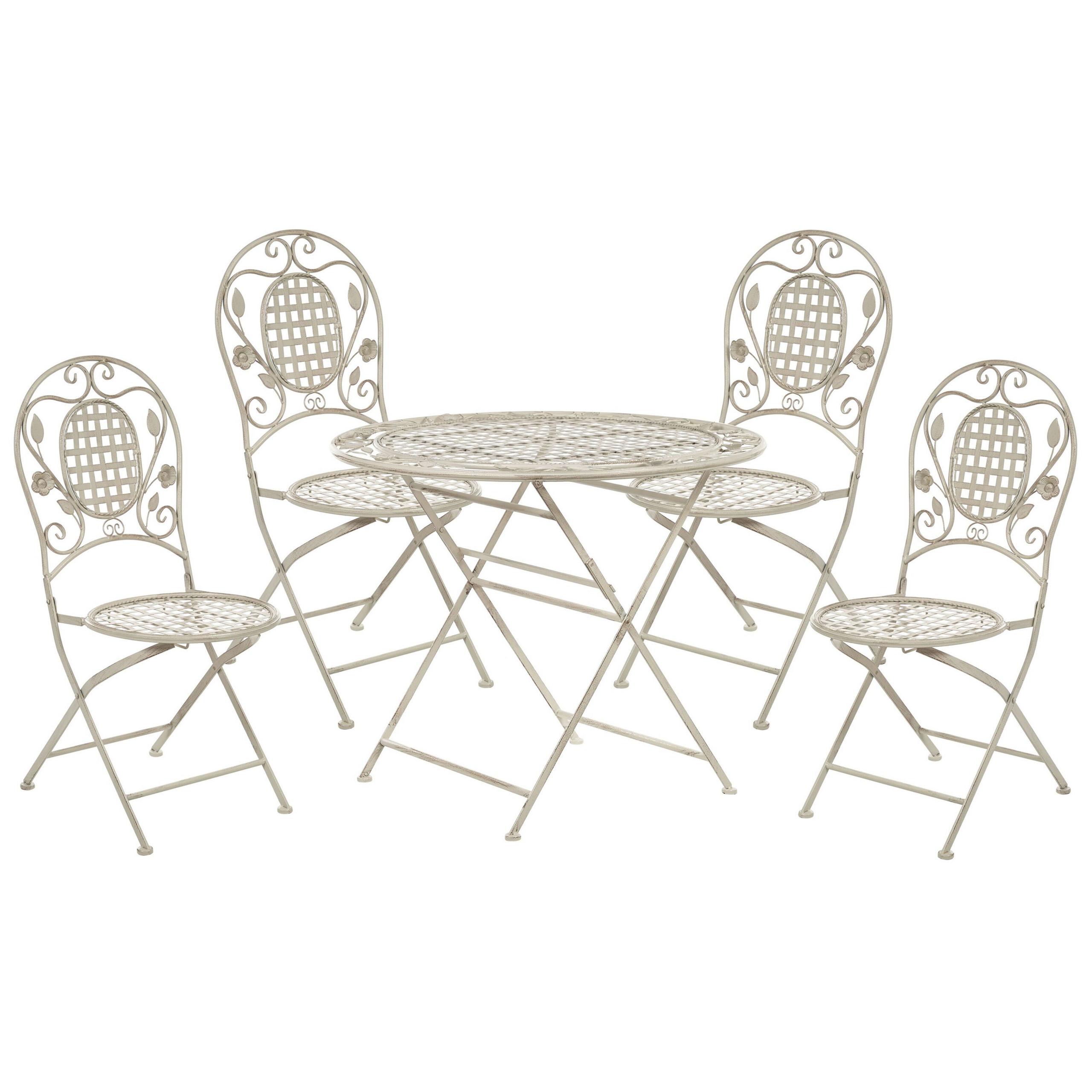 BALKONSET 4-Sitzer Metall cremeweiß Klapptisch Bivio - Weiß, Metall - Beliani