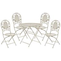 BALKONSET 4-Sitzer Metall cremeweiß Klapptisch Bivio - Weiß, Metall - Beliani